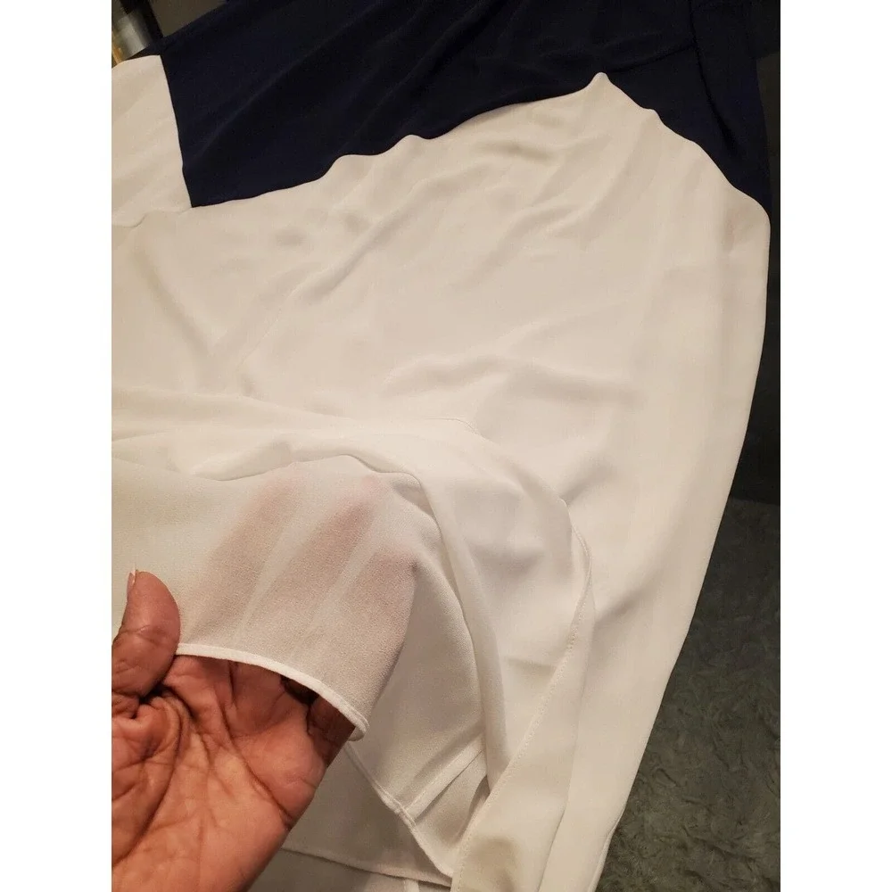 Shoshanna Blue & White Polyester Halter Sleeveless Long Maxi Dress Pockets 4 - Picture 13 of 15